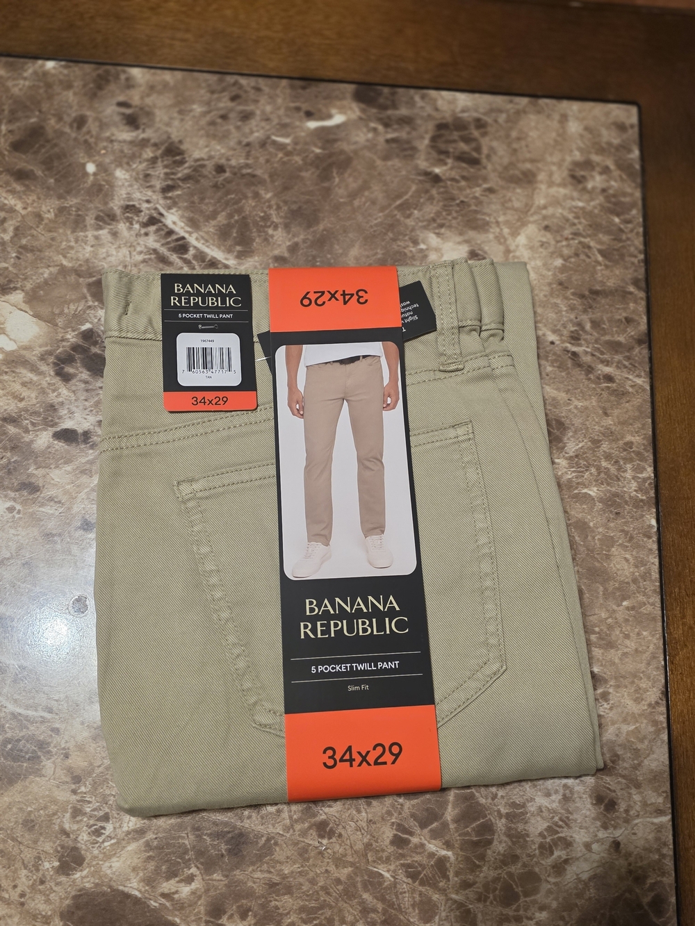 Banana Republic Slim 5-Pocket Twill Pant in Light Khaki